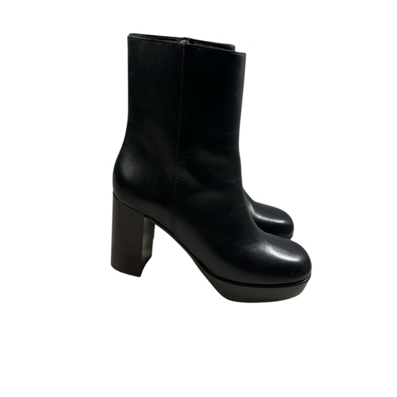 J. Crew Platform stacked-heel boots in Black leather size 7.5 - Picture 2 of 10